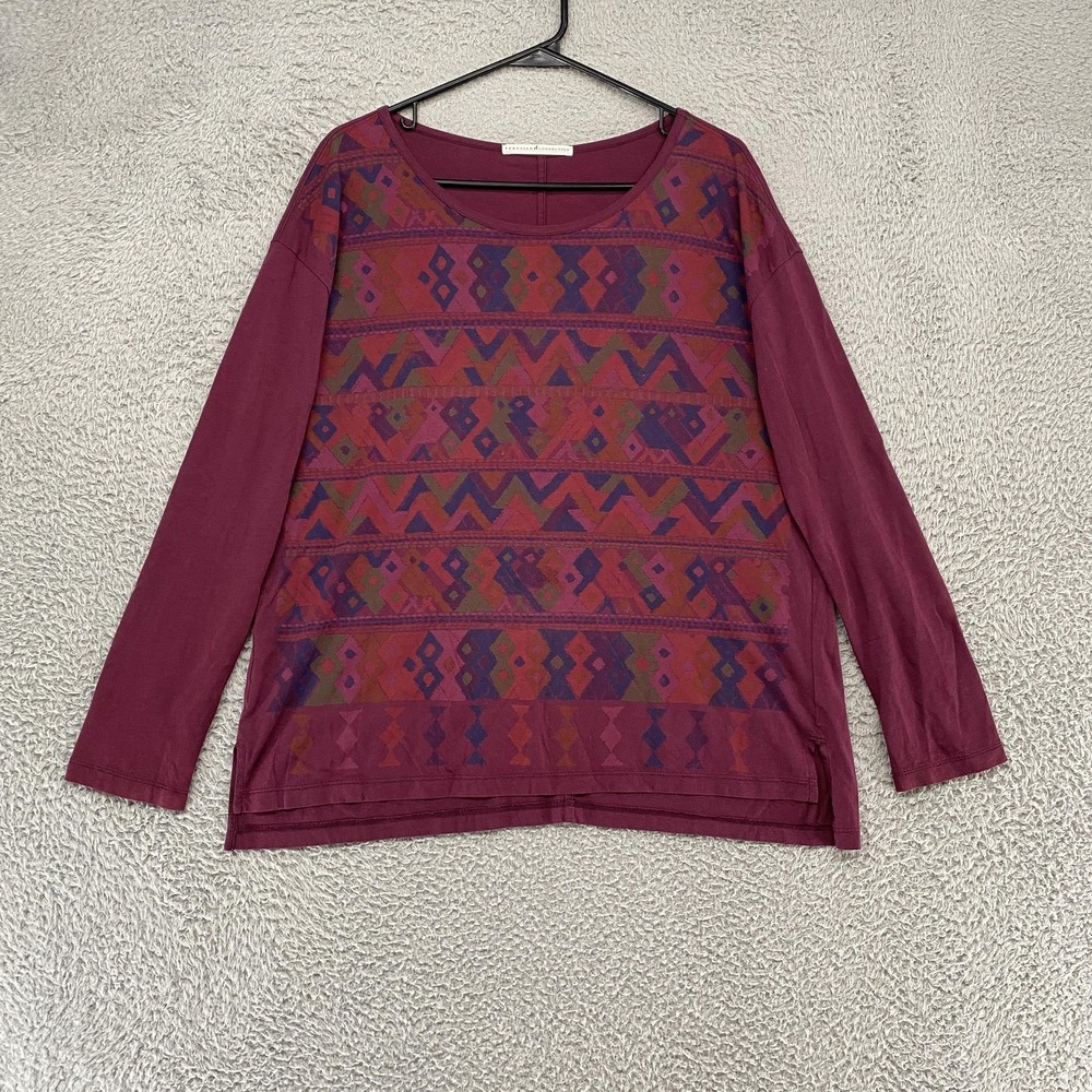 Peruvian‎ Connection Top Womens Small Aztec Tribal Pima Cotton Long Sleeve